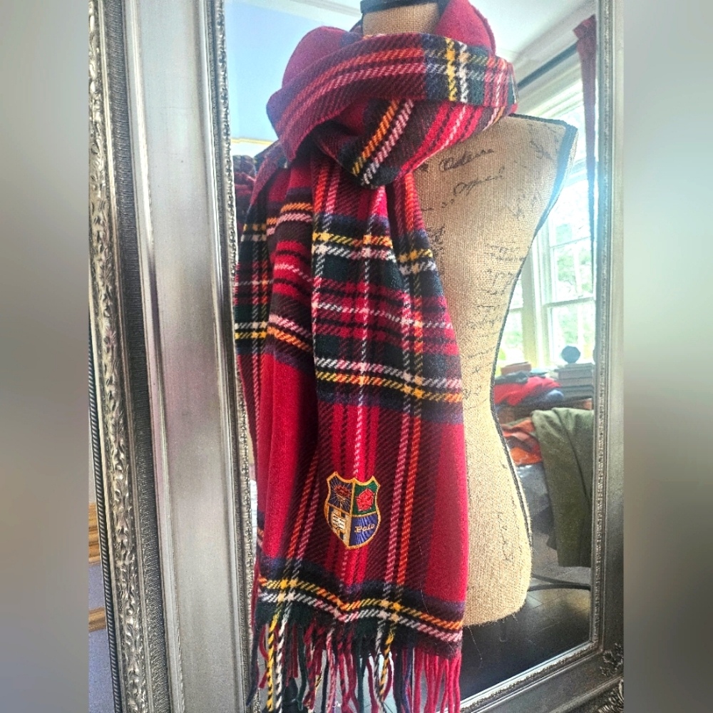 POLO Ralph Lauren Red Plaid Wrap with Crest